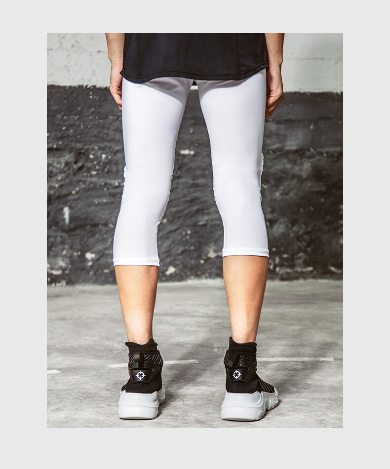 篮球紧身裤训练紧身七分裤男防护护膝一体装备蜂窝防撞弹力速干底裤