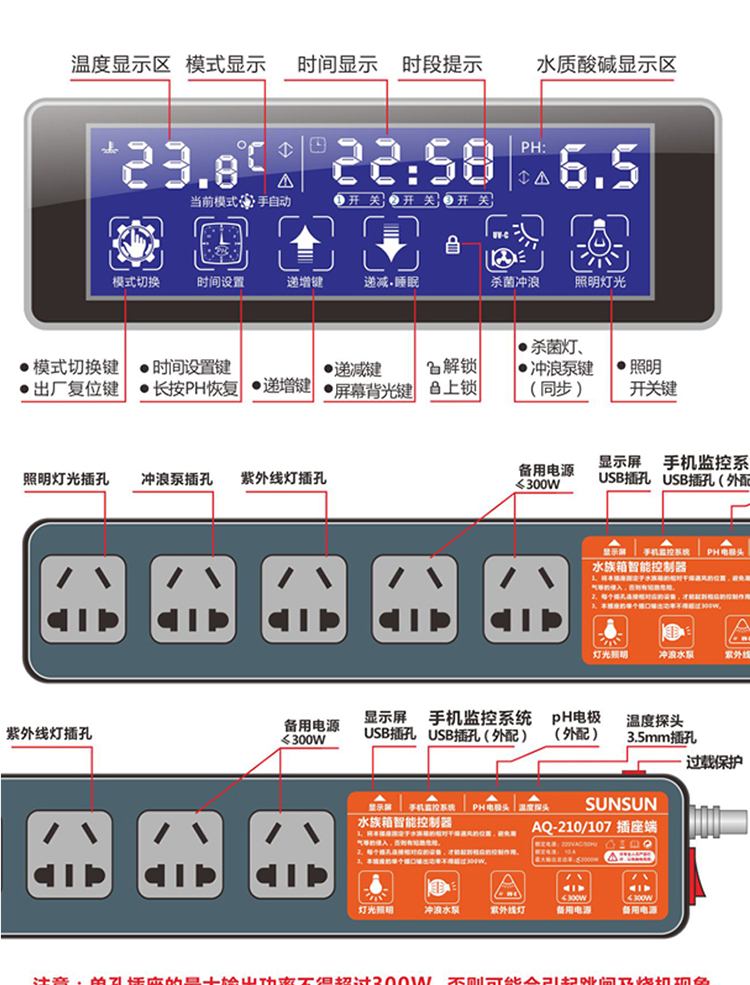 森森鱼缸温控显示屏森森鱼缸控制器水族箱温控智能控制器显示器显示屏