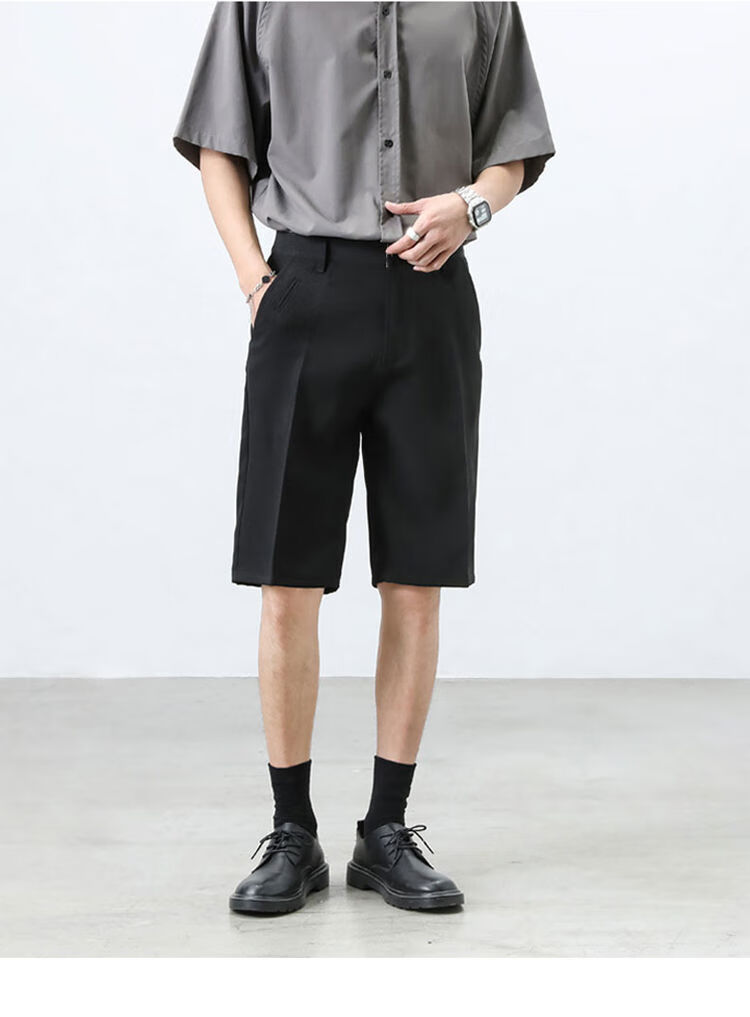谛豪诺夏季薄款短西裤韩版潮流百搭修身5分中裤纯色免烫男士休闲短裤
