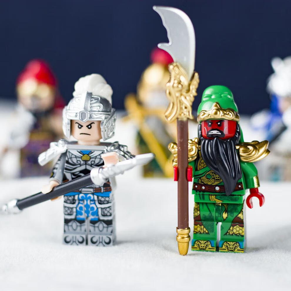 三国演义人物模型三国小侠五虎将古代士兵人仔关羽赵云儿童积木玩具宓