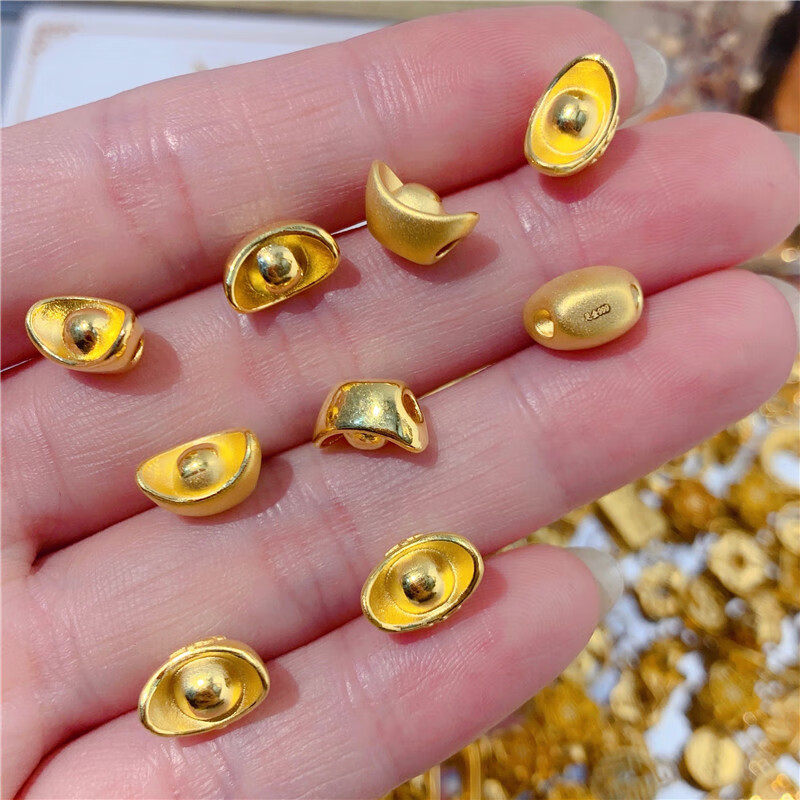 庄梦蝶 999足金小元宝金元宝转运珠路路通本命年男女手串手链黄金 磨