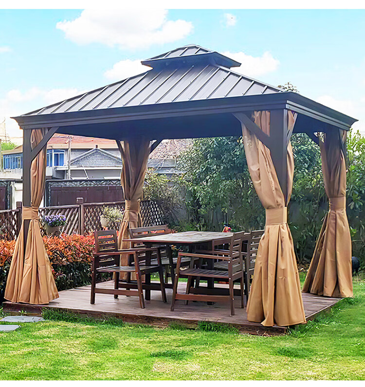 户外铝合金凉亭庭院别墅阳光房花园露天防雨遮阳棚pc板移动房木屋