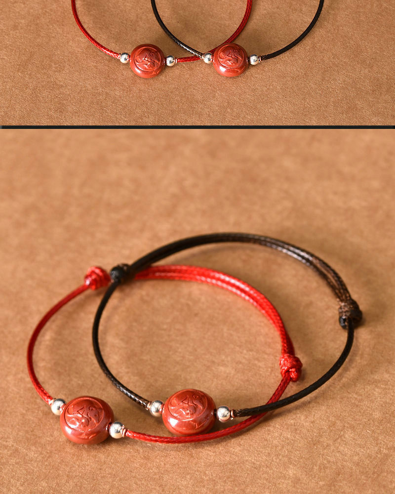 红绳男女脚鼠生肖平安本命年婴儿宝宝红蜡绳蛇朱砂调节防水蜡绳手链