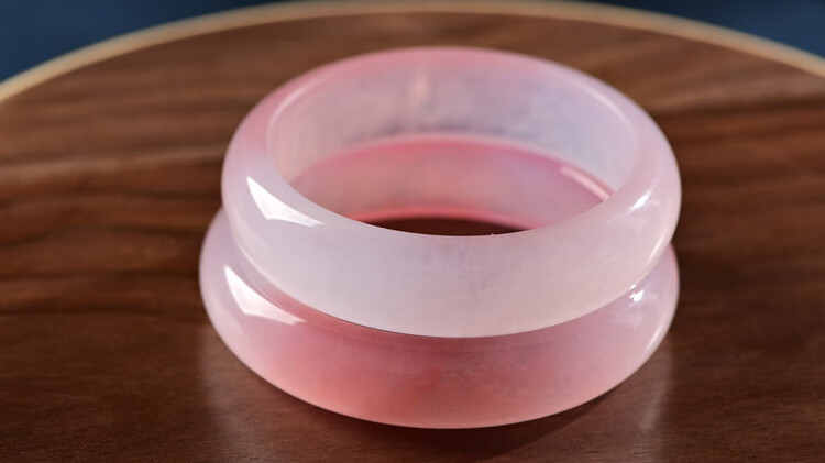 君呈细条玉镯少女款金丝圆条玉手镯和田玉藕粉色玉镯子冰粉手镯女8