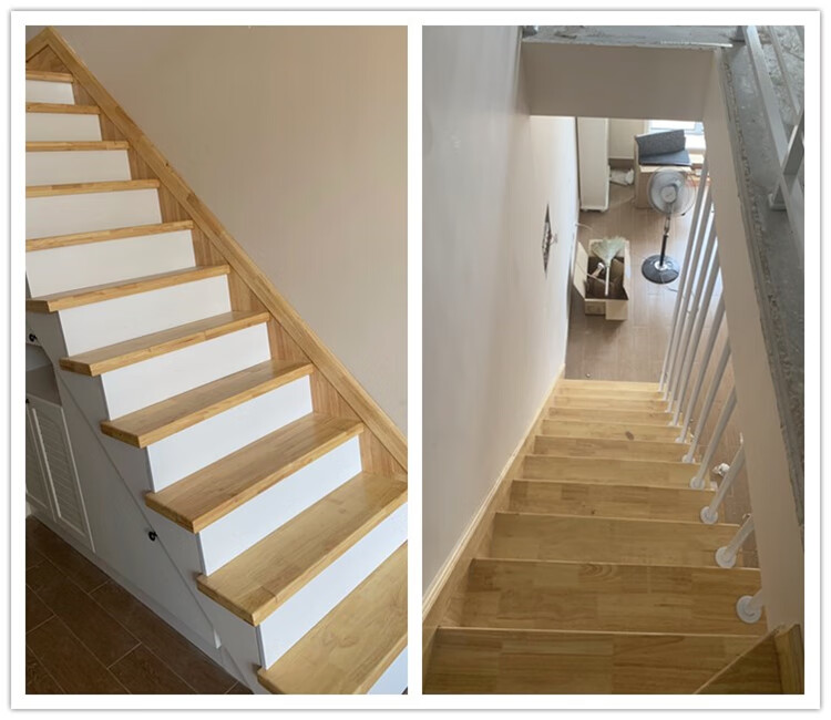 楼梯踏板台阶板立板橡木 定制阁楼别墅楼梯板踏步板钢架包水泥实木