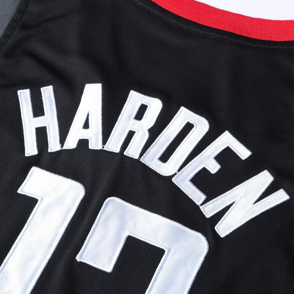 夏季篮球服哈登球衣13号刺绣套装保罗3号训练队服比赛印号 哈登黑色