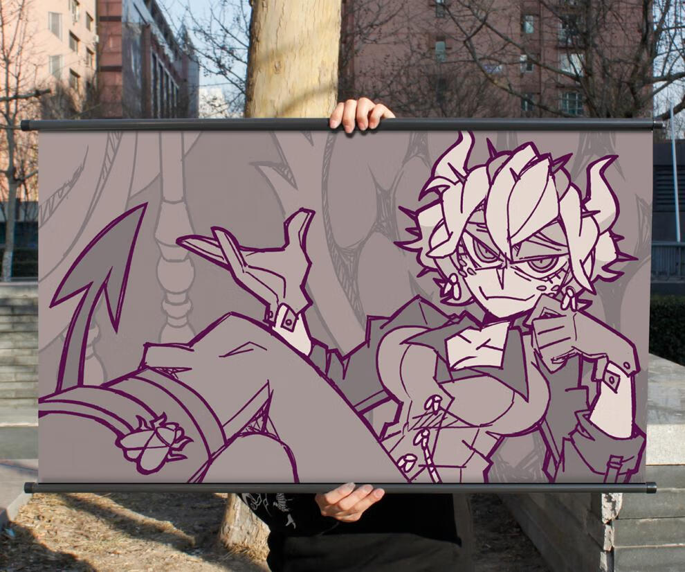 地狱把妹王游戏周边海报 helltaker周边布制挂画 ceo正义恶魔 路西法