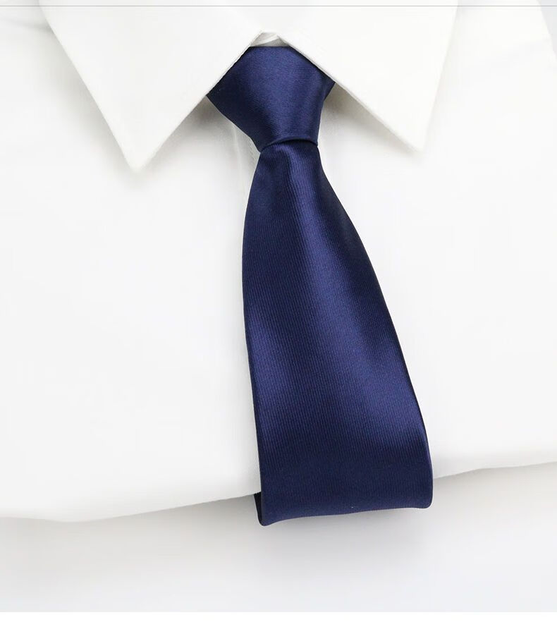 啄木鸟懒人拉链领带8cm藏蓝光面男士商务免打一拉得领带正装易拉得潮