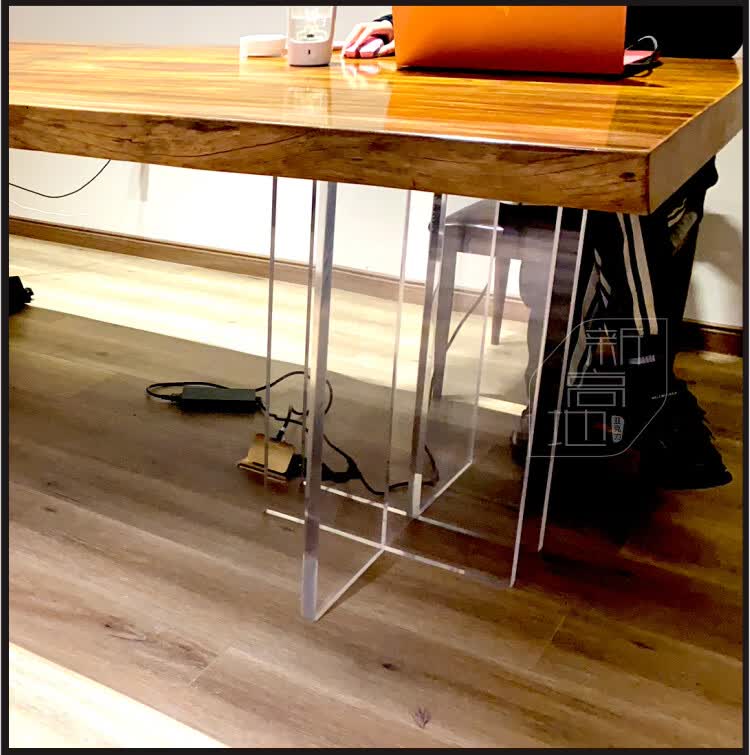 柒悦栖亚克力桌腿支架塑胶桌脚定制高透明有机玻璃板水晶餐桌支撑腿茶