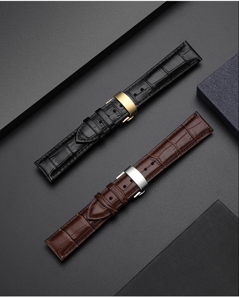 罗西尼手表表带原装手表带男女蝴蝶扣适用天梭浪琴罗西尼欧米茄天王