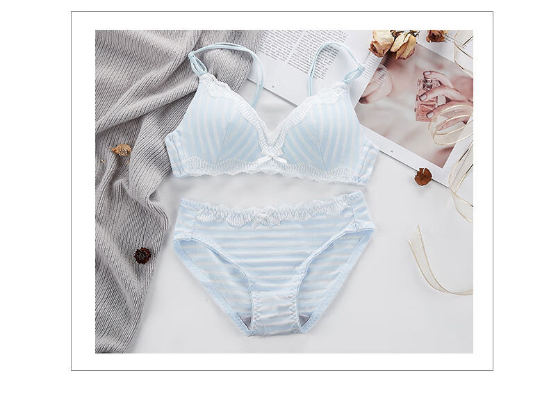 茱凰少女内衣学生韩版文胸套装胸小聚拢薄款无钢圈单件套装内裤灰色两