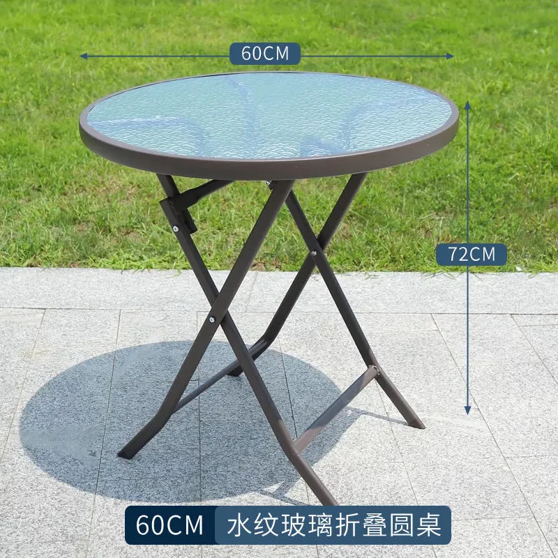 New Tempered Glass Dining Table Folding, Round Glass Top Folding Garden Table