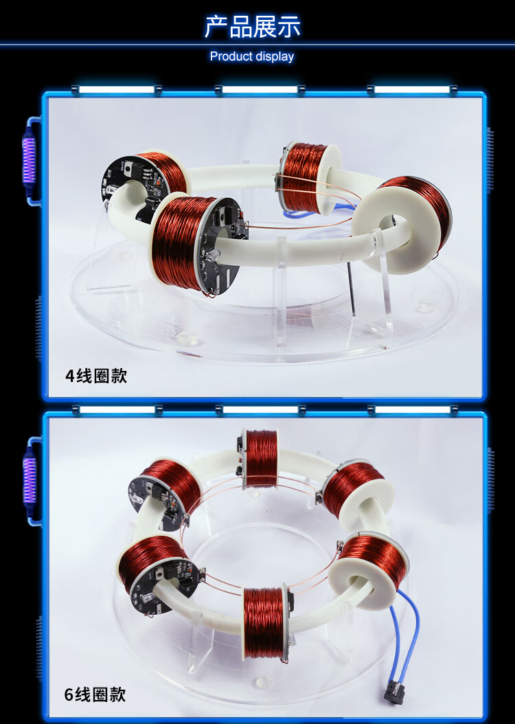 环形回旋加速器环形磁铁科学实验创意新奇高科技玩具模型套件 三线圈