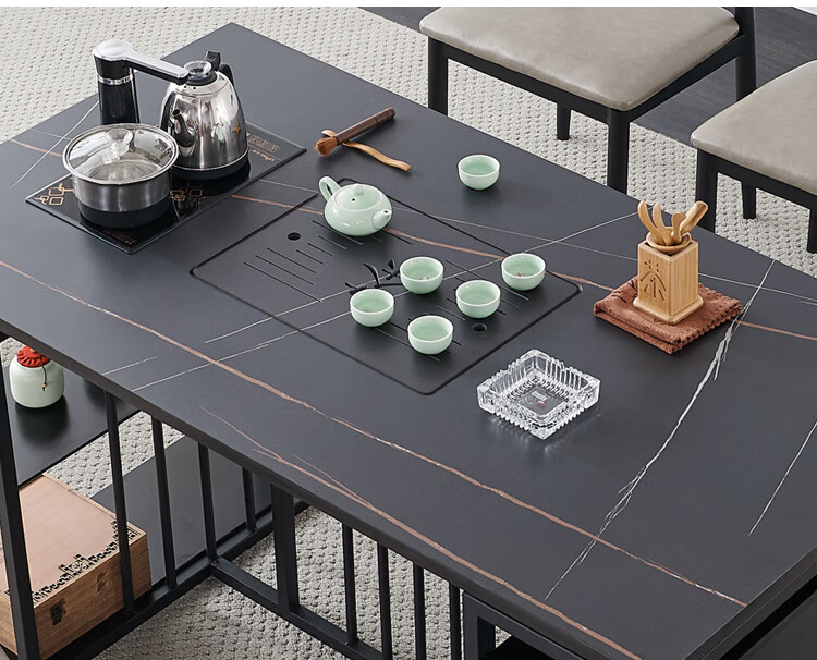 navcon火烧石茶桌茶桌椅组合办公火烧石茶台简约现代泡茶茶具套装一体
