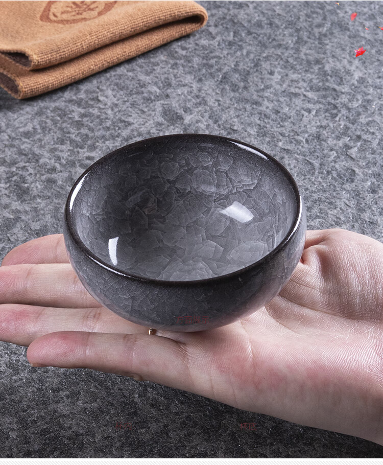哥窑主人杯龙泉哥窑主人杯单杯冰裂纹茶杯茶盏陶瓷青瓷品茗杯功夫茶具