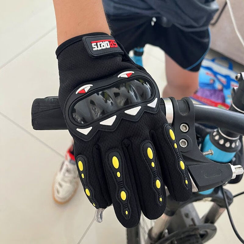 兴玛 摩托车骑行手套 学生冬季骑车运动手套户外单杠防滑小孩全指手套