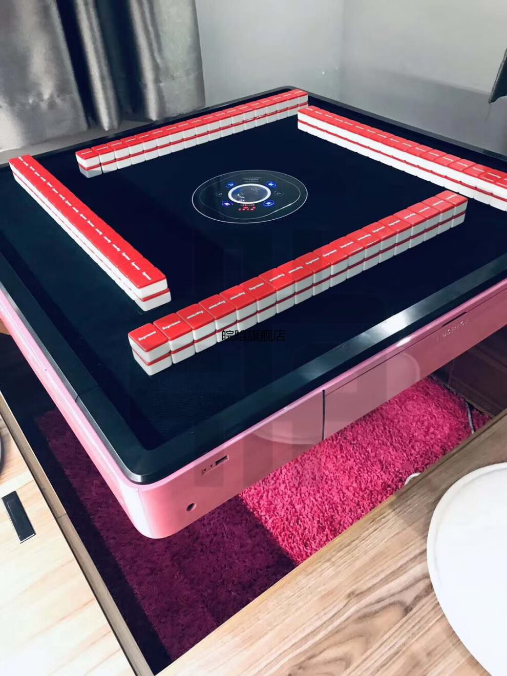 榻榻米麻将机四腿小尺寸升降四腿麻将桌粉色电动折叠富士光仪 51净高*