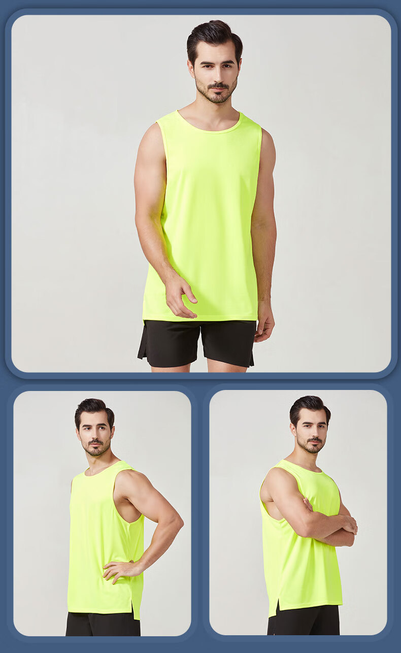 篮球运动背心男新款速干透气马拉松跑步训练休闲健身背心男士蓝色下摆