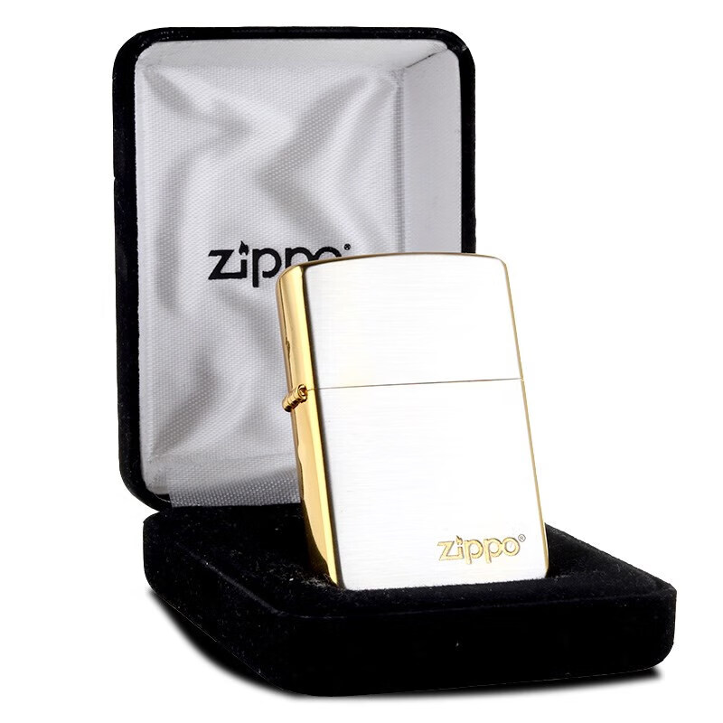zippo打火机zippo原装限量煤油防风镀白金色商标男士商务礼物刻字