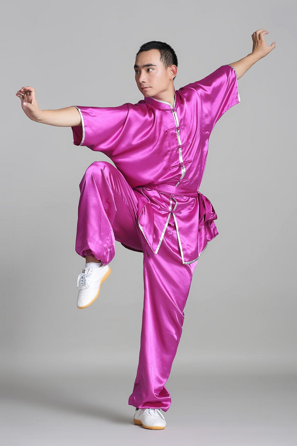 武术服体考男女同款儿童武术服装短袖表演服功夫服演出服比赛服装黑色