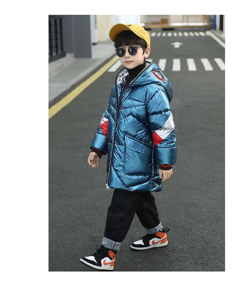 奥特曼羽绒服 男童冬装外套8一9岁小学生戴眼镜长袖加厚棉袄儿童装加