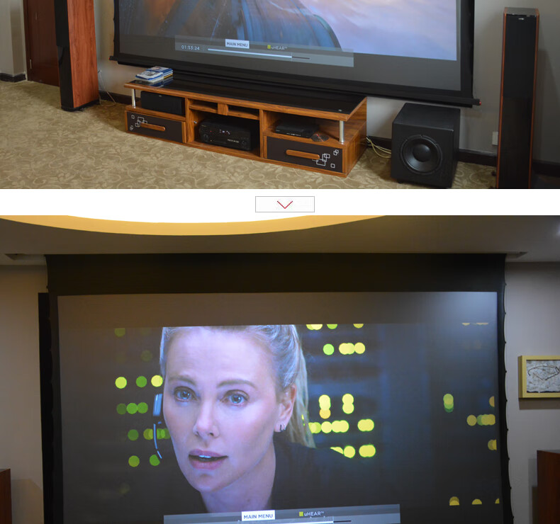 颖视hd08 灰晶长焦抗光幕 投影幕布 电动拉线幕3d/4k 150寸16:9电源