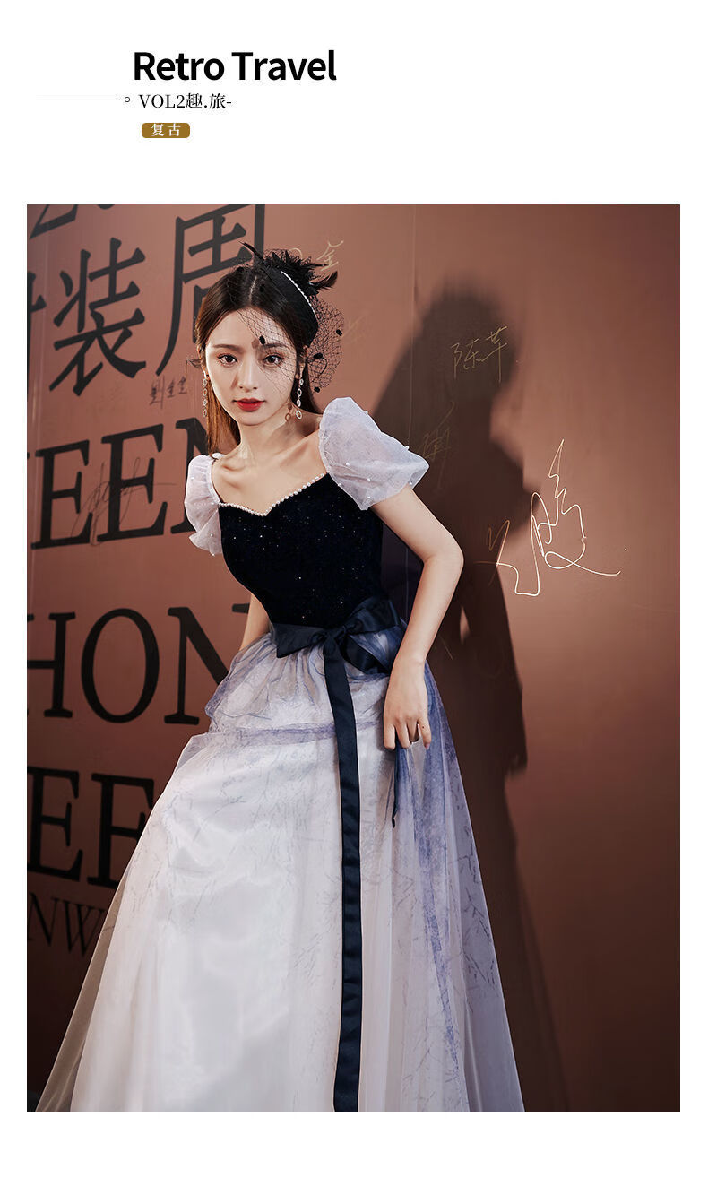 声乐艺考礼服女法式声乐艺考小晚礼服女宴会气质优雅仙气学生年会