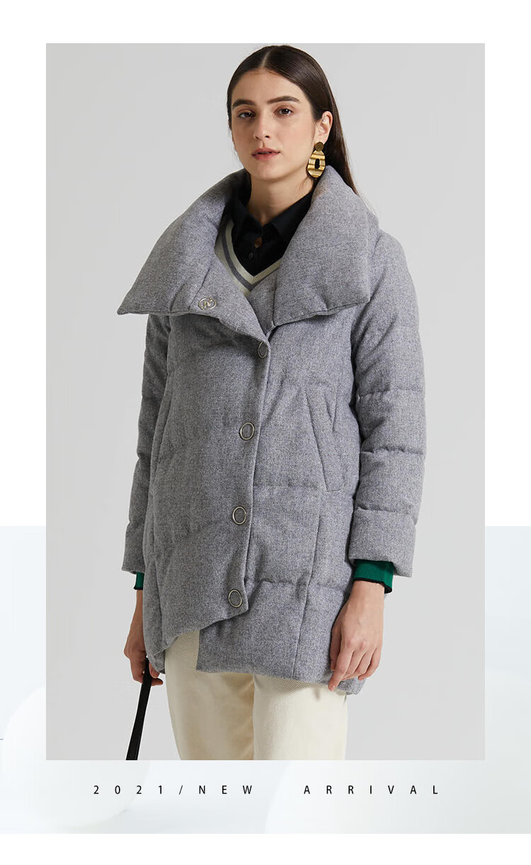 goobgsgb谷邦羽绒服女中长款时尚韩版显瘦外套宁静灰s155