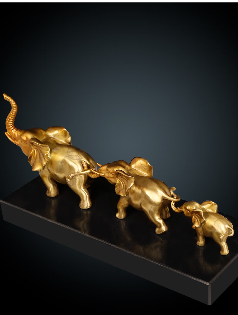 vakada轻奢铜大象摆件纯铜象一对吸水大象客厅工艺品 如意富贵象