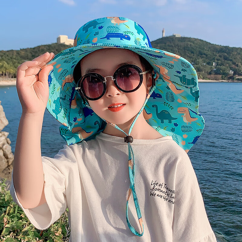 小学生遮阳帽女生小女孩太阳帽儿童帽防男童夏季戴的沙滩帽子女童宝宝