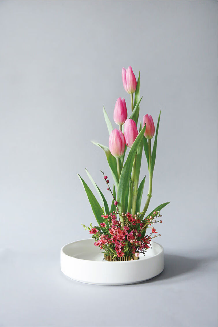 陶瓷花盘花器禅意中式日式插花器皿剑山插花器花盆小原流花道水盘虎雀