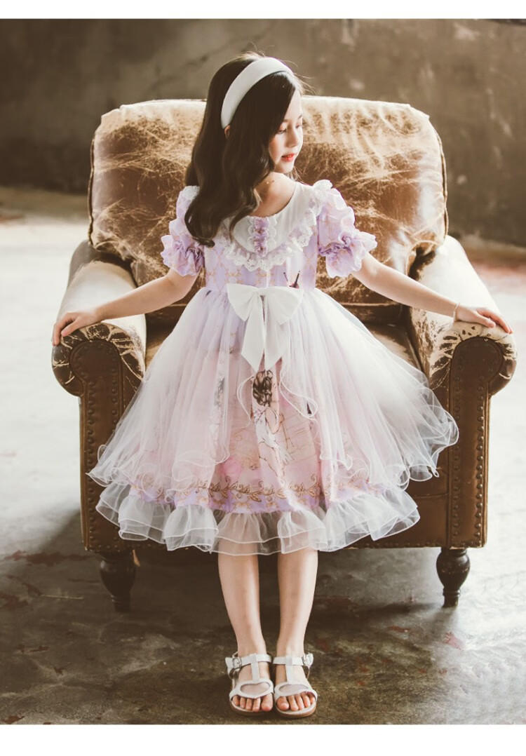 洛丽塔裙子小学生夏装萝莉塔蓬蓬裙网红同款纱裙连衣裙公主裙图片色