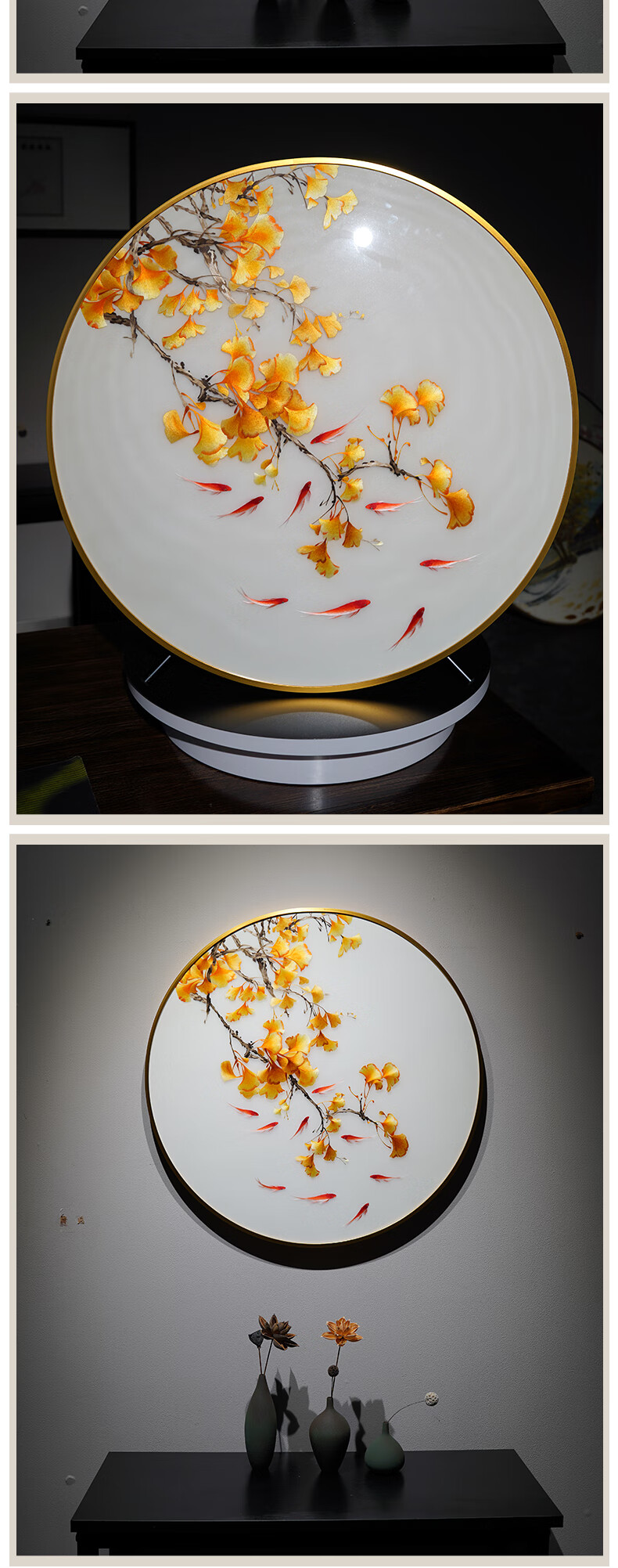 轻奢新中式纯手工苏绣成品圆形客厅玄关中式挂画刺绣事事如意事事如意