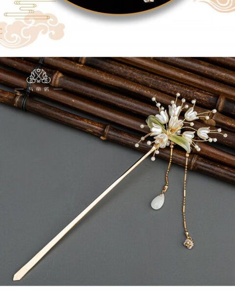 狮子头手工铃兰系列汉服头饰清新唯美簪子流苏步摇古装发簪古风发饰