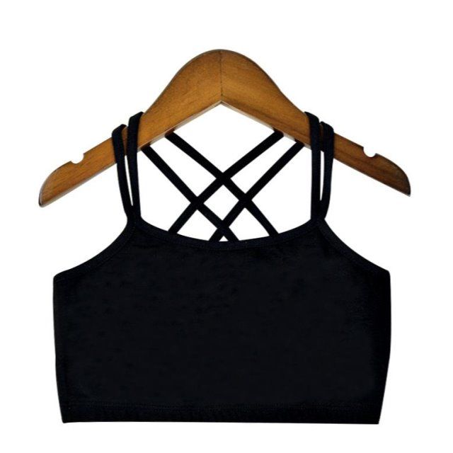 女童内衣小背心小学生9—12-15岁女孩发育期棉吊带夏薄文胸抹胸 黑 黑