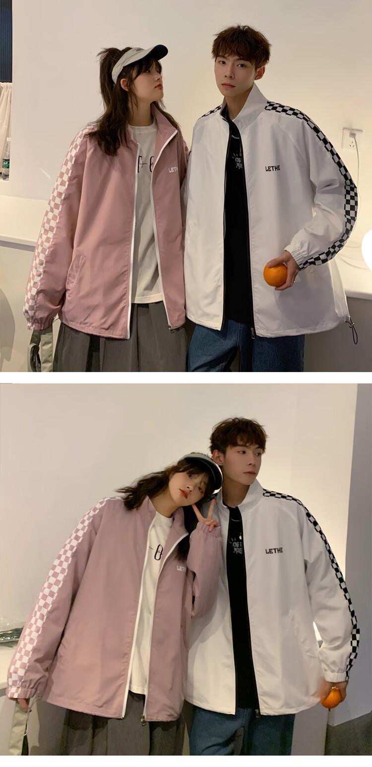 丝踏棋盘格情侣装外套男女同款春秋盐系炸街vintage情侣装2022年新款