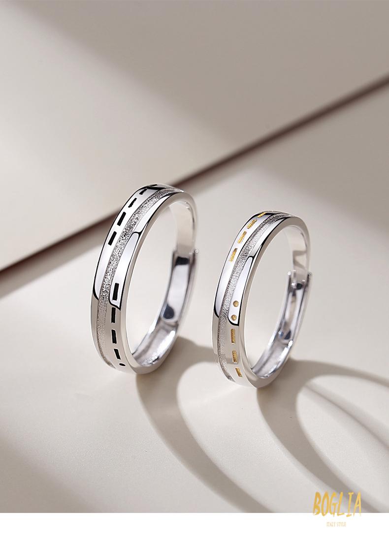 boglia轻奢品牌情侣戒指不离十银一对可调节刻字小众简约对纪念日情人