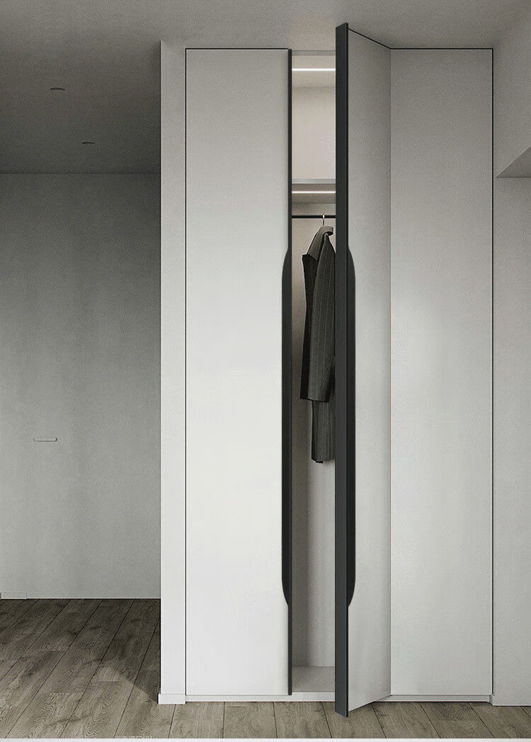 定制拇指款拉手橱柜免开槽隐形通体抽屉轻奢通顶封边衣柜柜门把手黑色