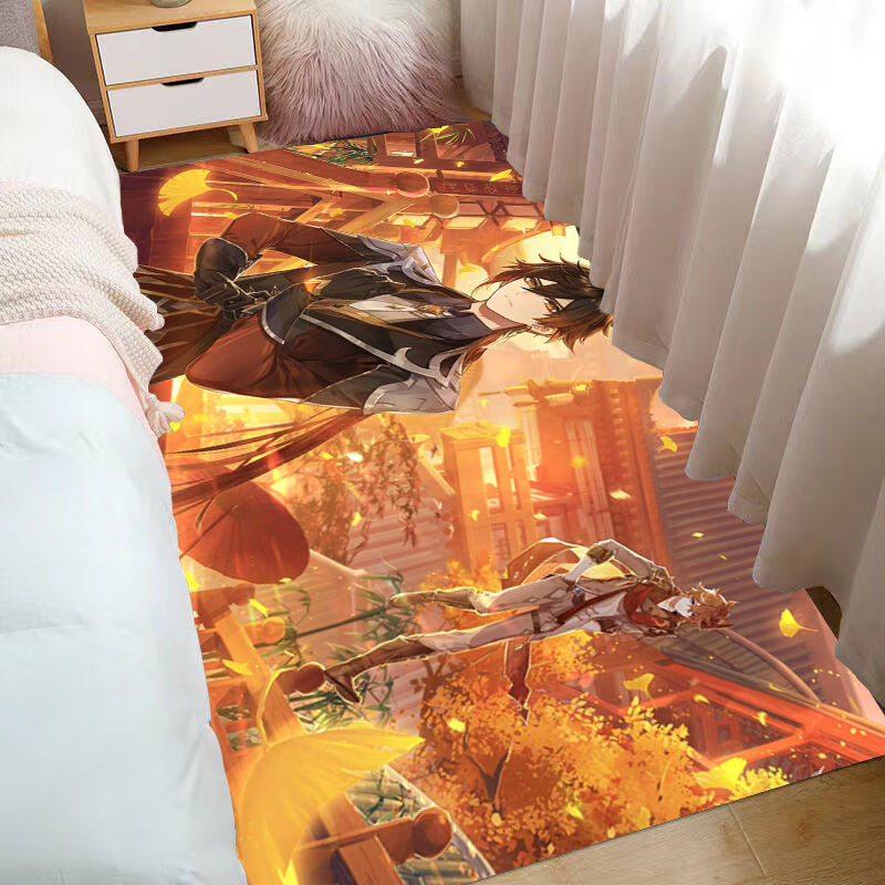二次元原神地毯 房间卧室少女耐脏大面积全铺地毯入户门地垫飘窗垫