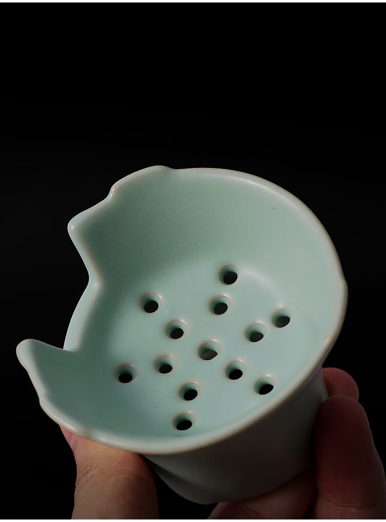 陶瓷过滤网汝窑茶漏器全瓷一体滤茶器茶叶过滤网创意陶瓷茶隔隔离茶滤