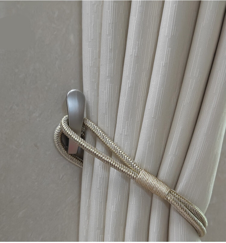 现代简约壁挂免打孔窗帘固定墙钩创意金属墙壁挂钩配件小钩子黑色一对