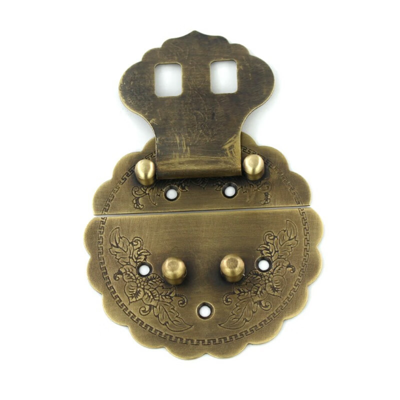仿古箱子铜配件老式木箱子扣锁樟木箱子黄铜锁扣首饰盒免打孔锁扣