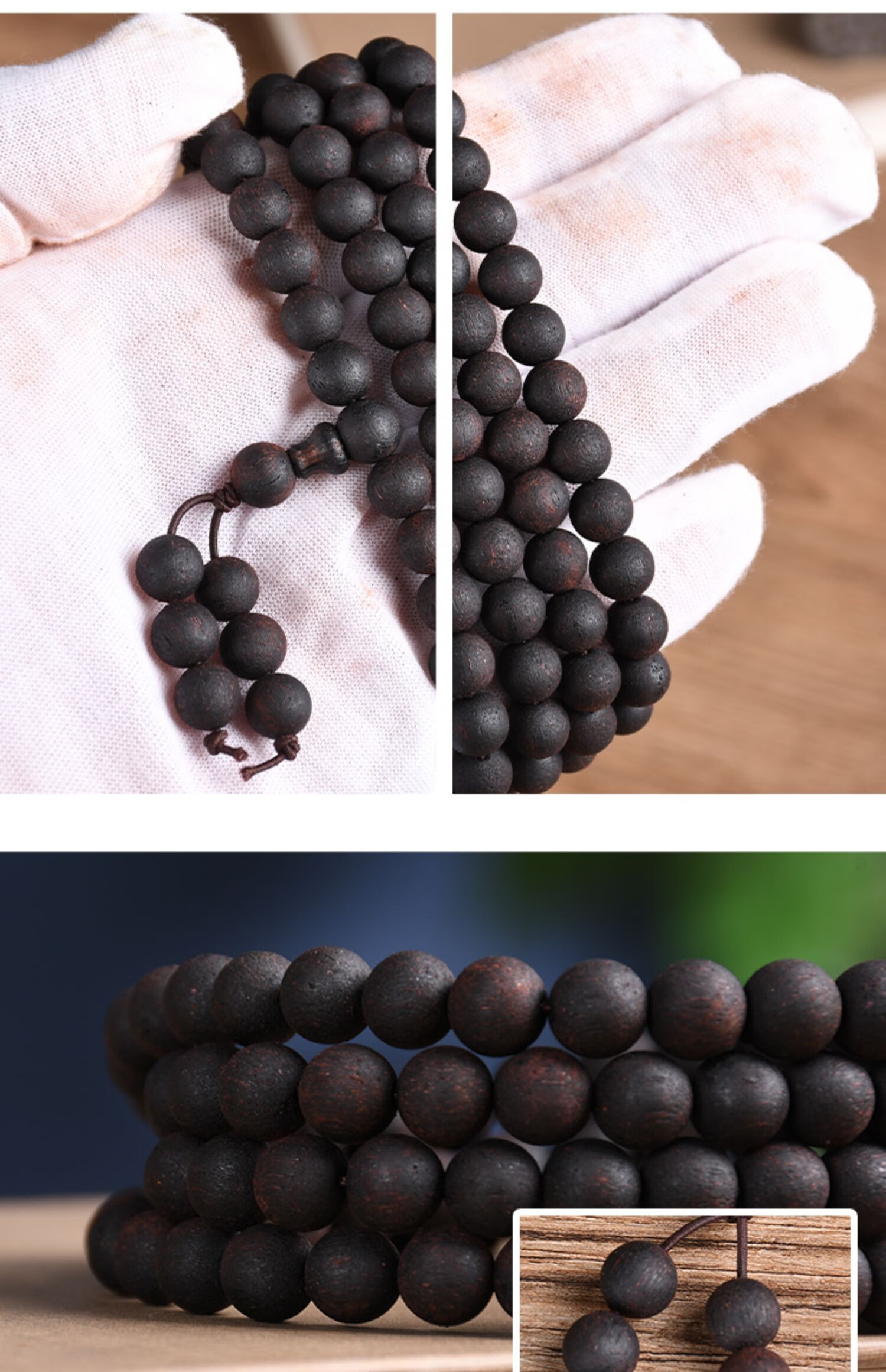 檀福匠缅甸小叶降真香手串降沉香手链108颗沉水奇楠级熟结麻丝醇化老