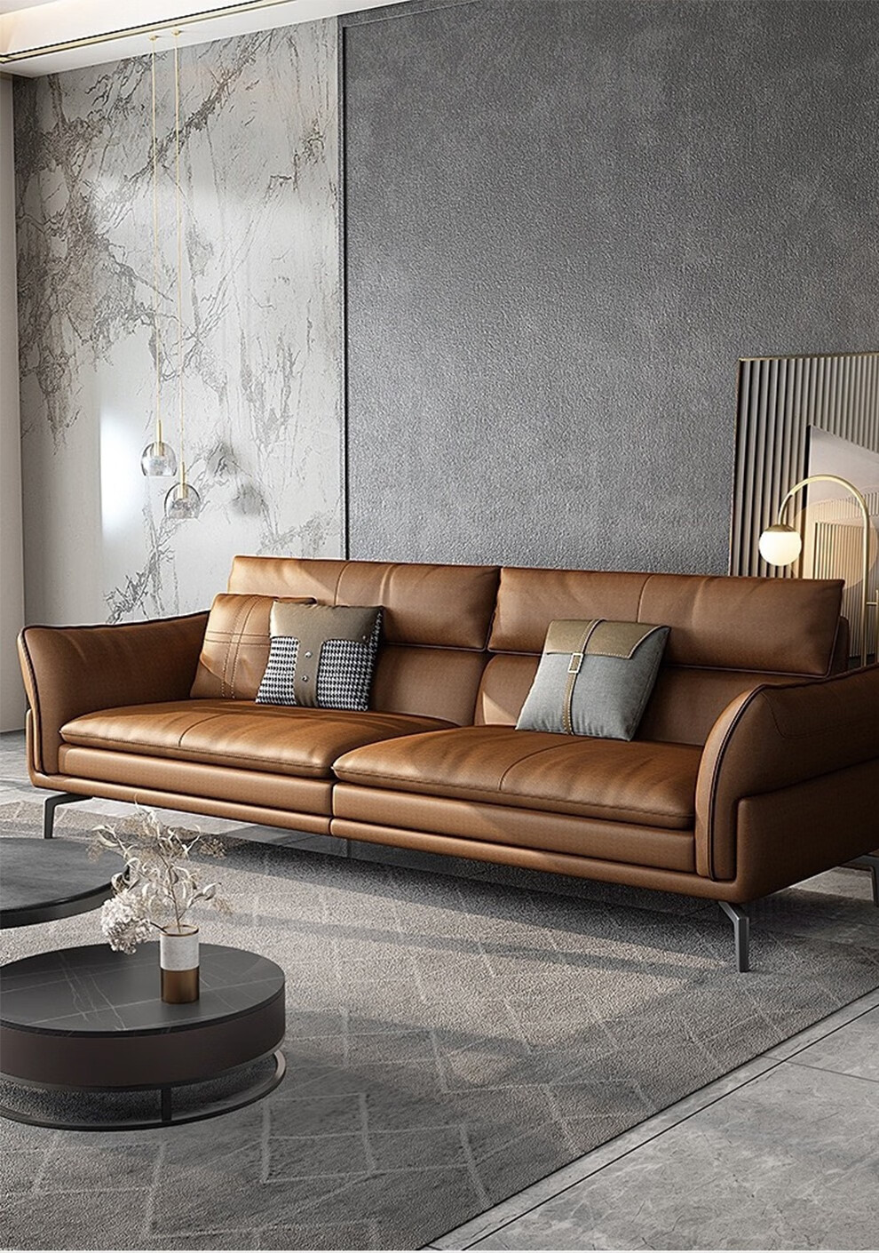 下单抢送扫地机新尚轩沙发意式轻奢简约真皮沙发头层牛皮意式小户型网