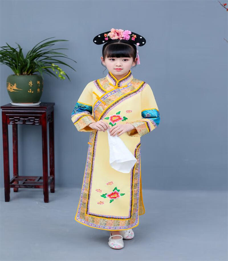 儿童古装小还珠格格服装 清朝古装女童晴川宫女满族旗服延禧攻略 中号