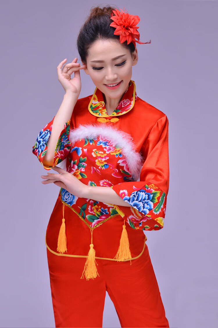 陕北秧歌服女式新款秧歌服女装2022民族舞蹈演出服装腰鼓舞扇子舞广场