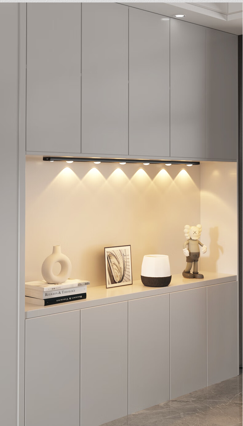 led充体感应灯条无线鞋柜橱柜酒柜衣柜免布线小山丘猫眼灯带的黑色款2