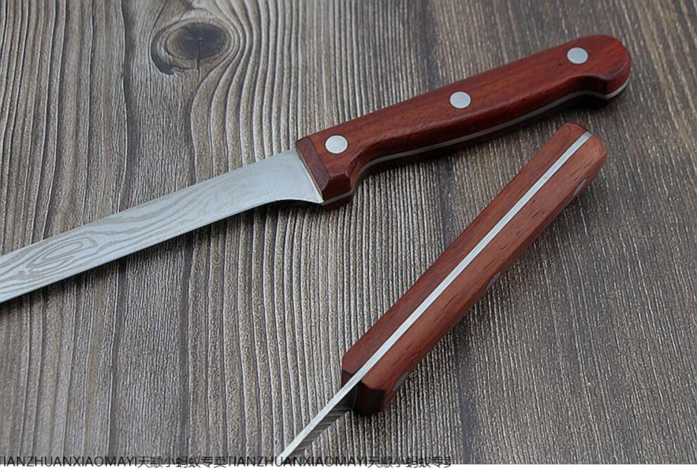 火腿刀厨刀西班牙火腿专用刀割蜂蜜刀土耳其烤肉刀大马士革纹削肉刀切