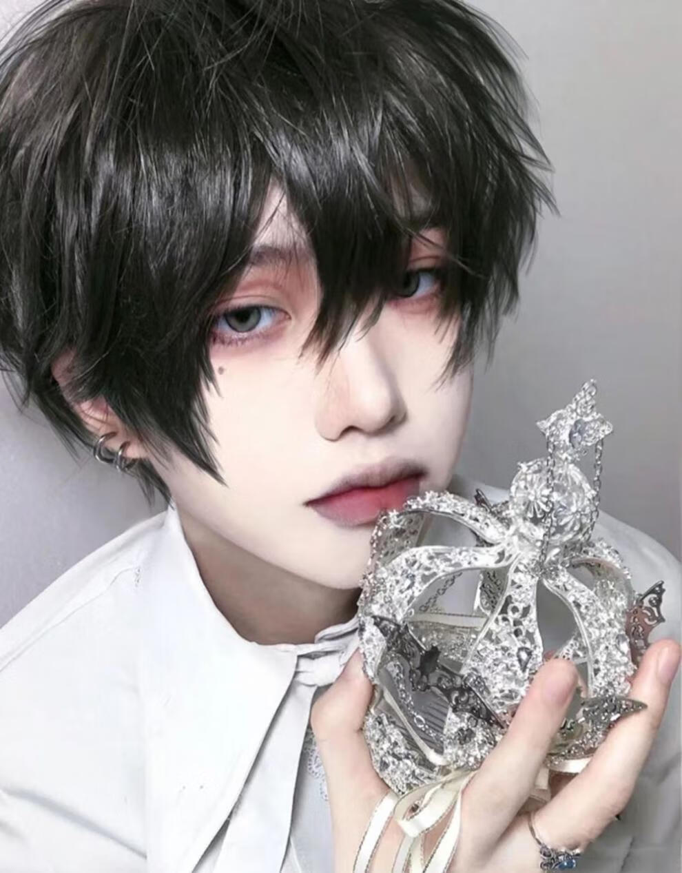 杀马特假发 男生白色假发短发韩版帅气杀马特非主流白金色全头套式cos