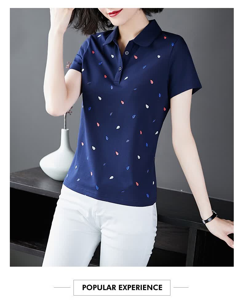 优米诺短袖女士夏季短袖t恤女气质显瘦休闲中年妈妈半袖上衣夏天短袖